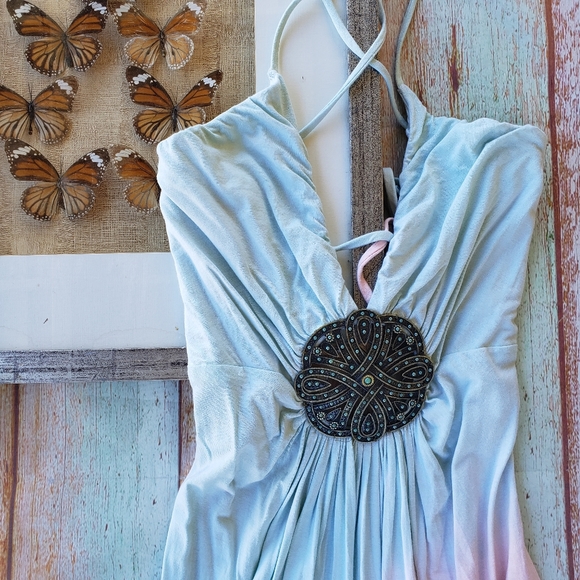 Sky Tie Dye Medallion Jersey A-line Maxi Dress XS - Picture 3 of 7